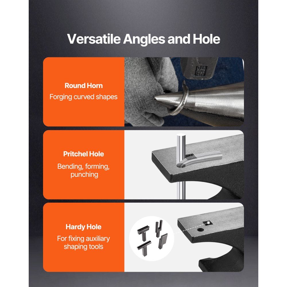 Single Horn Anvil, Cast Steel Anvil, 25kg Round Horn Anvil with High Hardness, Large Worktop and Stable Base, Metalworking Tool for Bending, Shaping and Twisting Metal