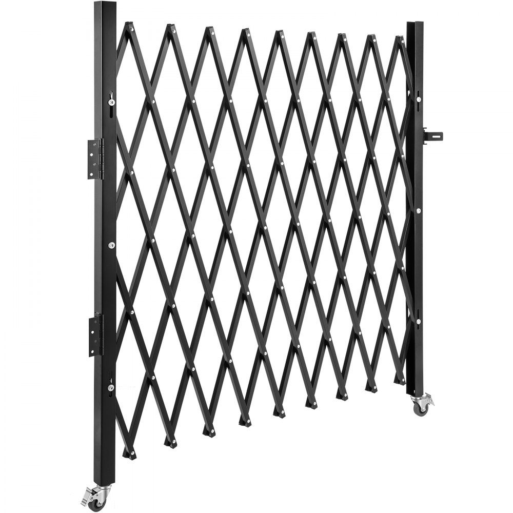Single security gate, folding door gate, steel accordion security gate, 190×131cm (W×H) expandable security gate, 360° rolling barricade gate, scissor gate or padlocked door