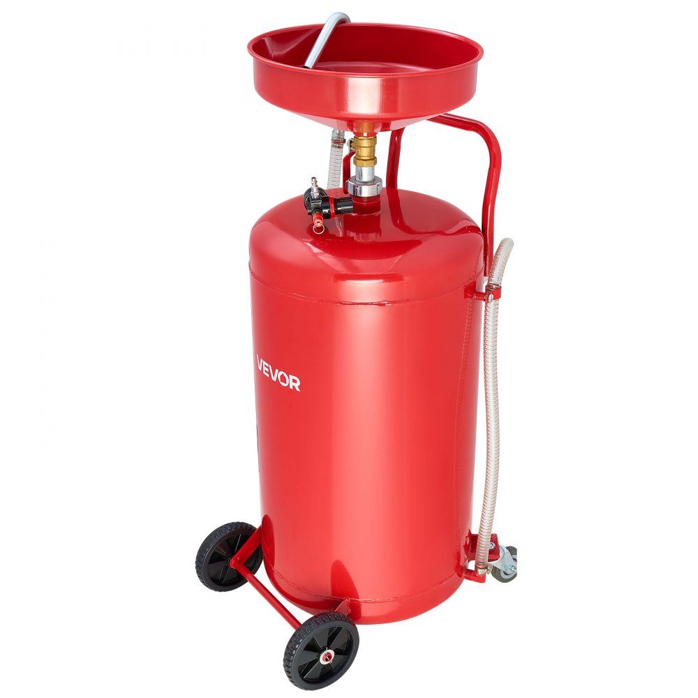 Oil Catch Cart 9 5L, Oil Catch Container with Adjustable Funnel Height, Oil Catch Cart with Wheels, Liquid Fuel Transfer Drain, Oil Catch Cart for Auto Workshop, Red