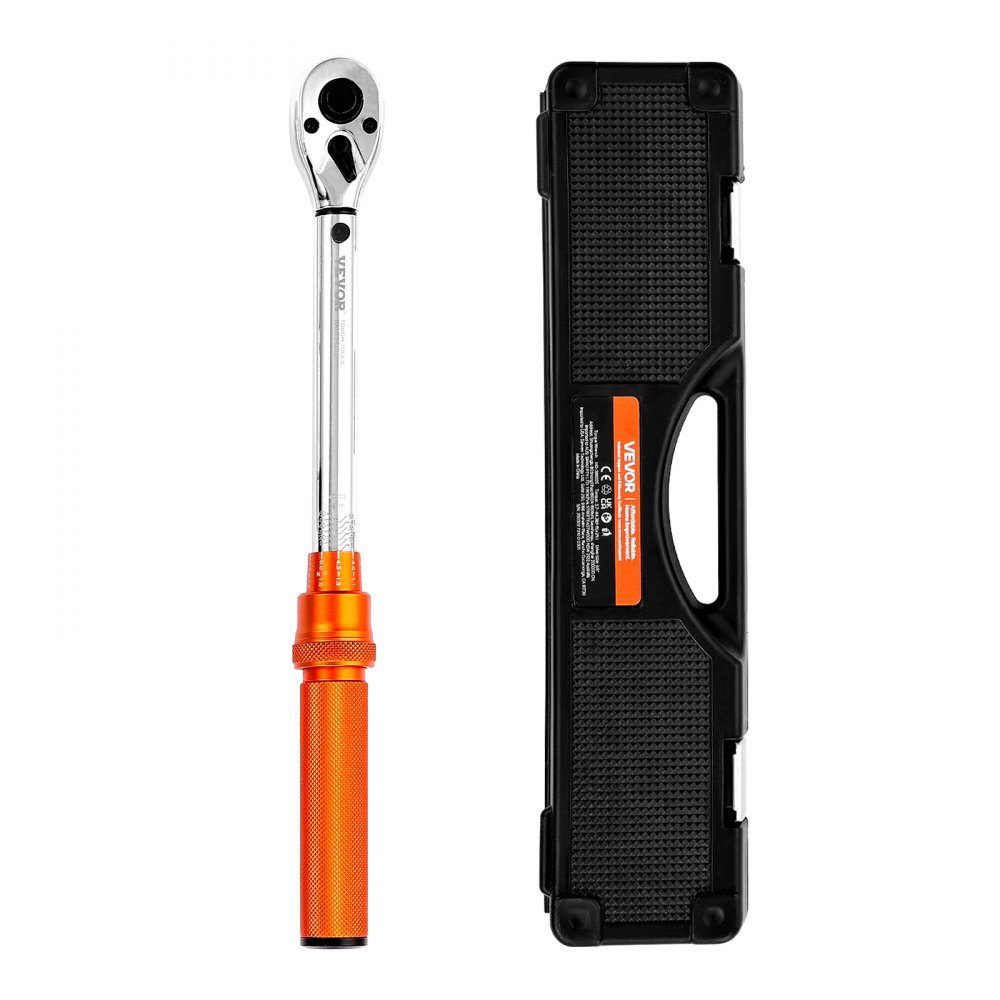 Click Torque Wrench, 3/8" Drive 5-60Nm Two Way Torque Wrench with Sockets, Extension and Drill, 72 Teeth ± 3% High Precision Alloy Steel for Car Repair