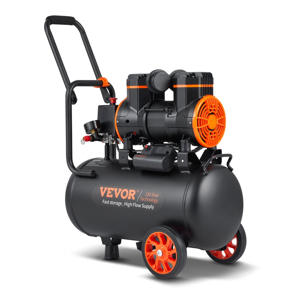 Stille luchtcompressor, 2800 tpm, fluistercompressor, 70 dB, olievrije compressor met 2 wielen, druktank van 24 liter, 6-8 bar, 1450 W (2 pk), 3,5 MPa, autoreparaties, spuitlakken, houtbewerking Stille luchtcompressor, 2800 tpm, fluistercompressor, 70 dB, olievrije compressor met 2 wielen, druktank van 24 liter, 6-8 bar, 1450 W (2 pk), 3,5 MPa, autoreparaties, spuitlakken, houtbewerking