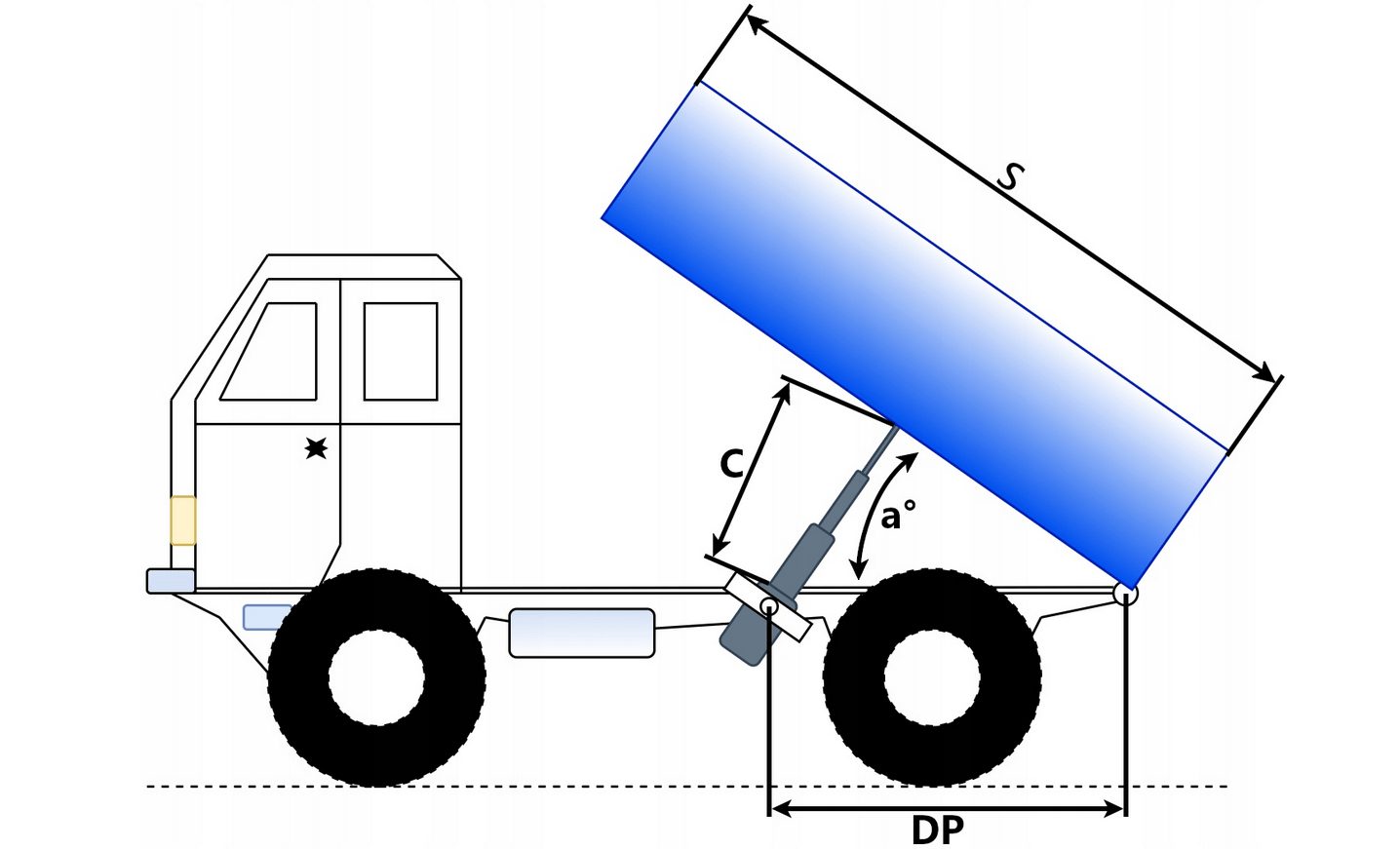 UNIT with REMOTE CONTROL 12V 11l tipper SET with hydraulic cylinder