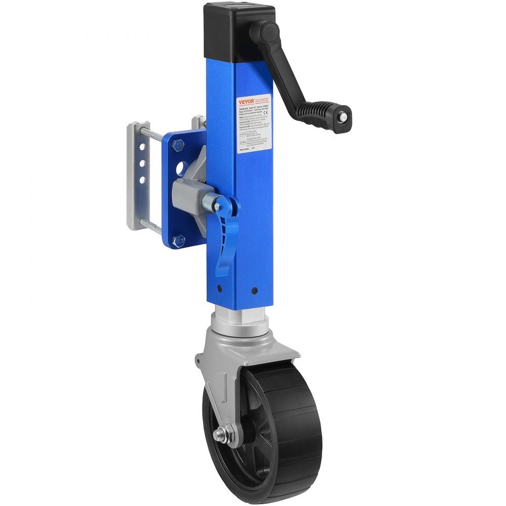 Cric de remorque avec roue, support de remorque de 725 kg, cric de remorque de bateau pivotant en PP à roue unique, moyeu de 254 mm, remorque de voyage boulonnée avec poignée pour camping-car, bateau, remorque à chevaux, remorque utilitaire