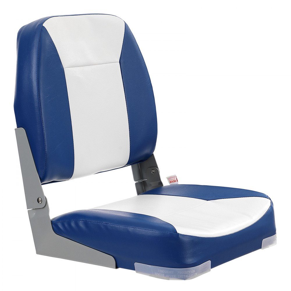 Boat Seat 48cm Low Back Boat Chair Folding Boat Chair with Thickened Sponge Padding and Hinge Fold Down Boat Captain Chair for Fishing Boat Touring Boat