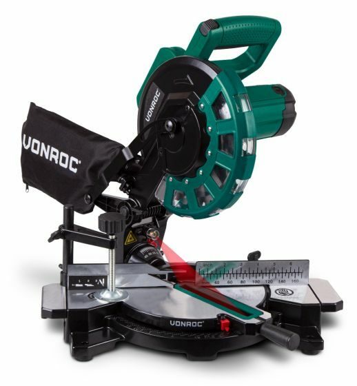 VONROC Kapp - Gehrungssäge 1700W - Ø 216 mm Sägeblatt mit 40 Sägezähnen mit Laser und LED