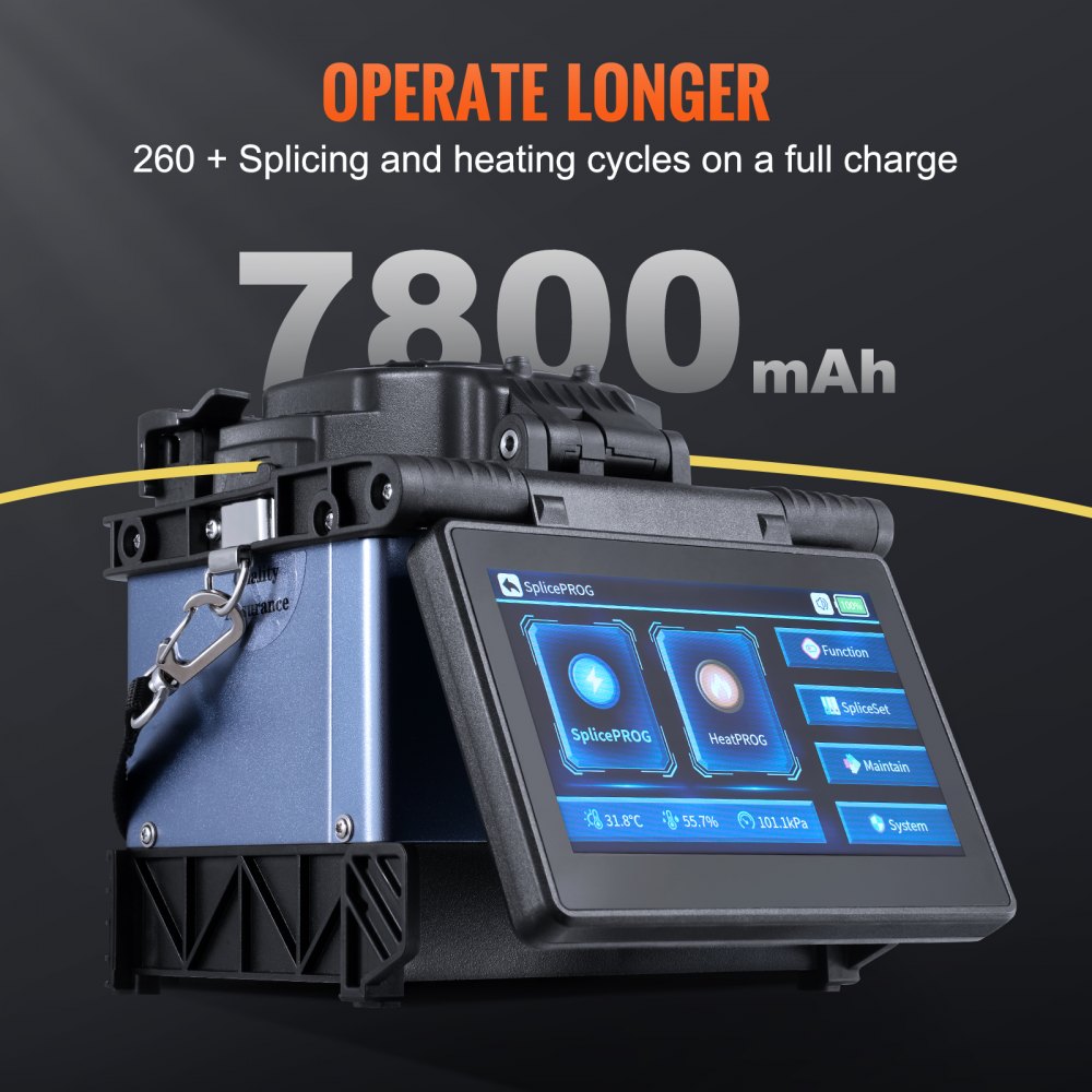Soudeuse à fibre optique avec 6 moteurs, alignement de noyau, épisseuse, épissure en 6 secondes et chauffage en 13 secondes, épisseuse à fusion avec écran tactile de 5", support de fibre 3 en 1, batterie 7800 mAh pour SM MM DS NZDS Soudeuse à fibre optique avec 6 moteurs, alignement de noyau, épisseuse, épissure en 6 secondes et chauffage en 13 secondes, épisseuse à fusion avec écran tactile de 5", support de fibre 3 en 1, batterie 7800 mAh pour SM MM DS NZDS