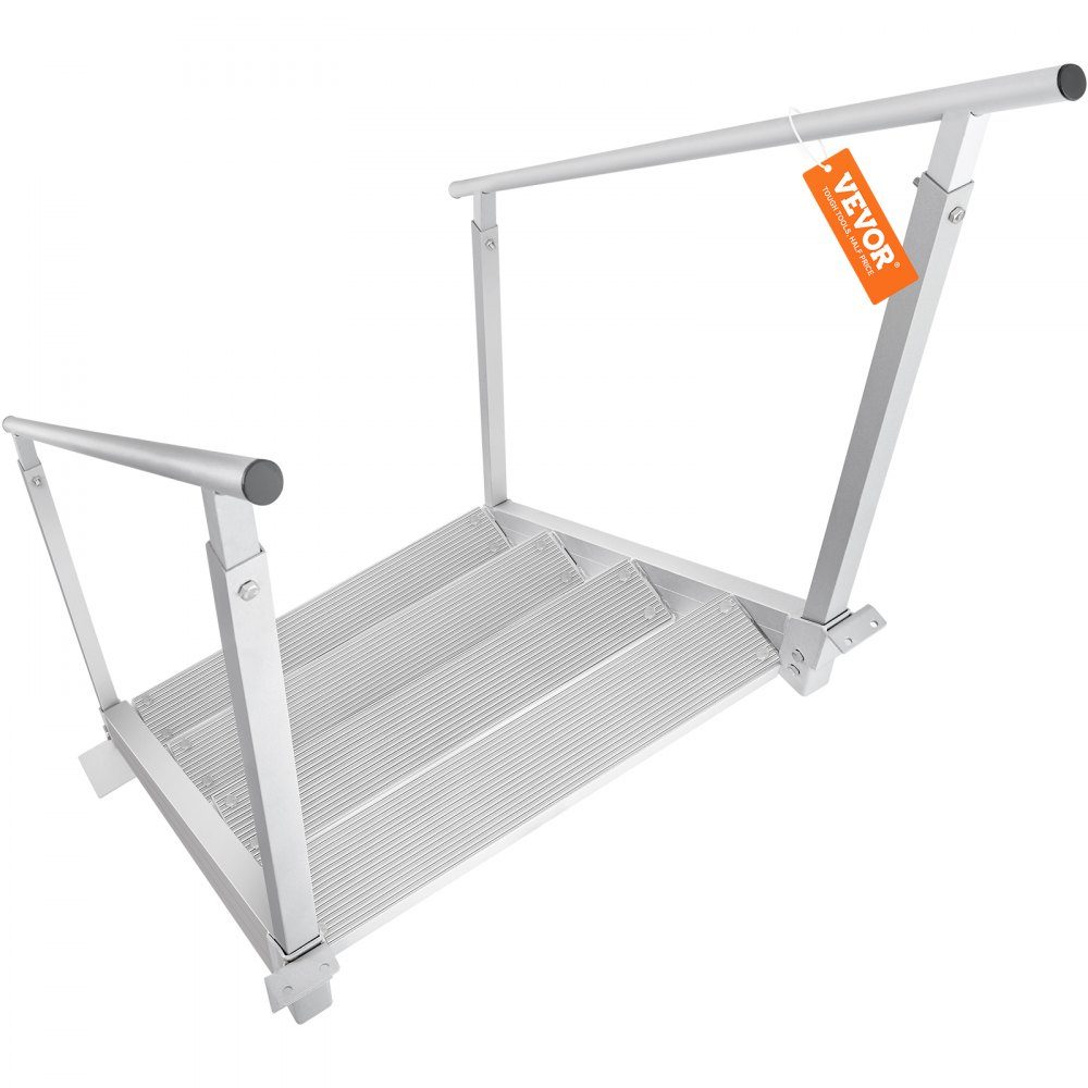 4-stufige Badeleiter mit zwei Handläufen, Bootsleiter, 800 x 1850 x 1750 mm, Poolleiter aus Aluminiumlegierung, Treppenleiter, 250 kg Tragkraft, 55 x 10 cm Pedale, ideal für Häfen, Bootsschwimmbäder