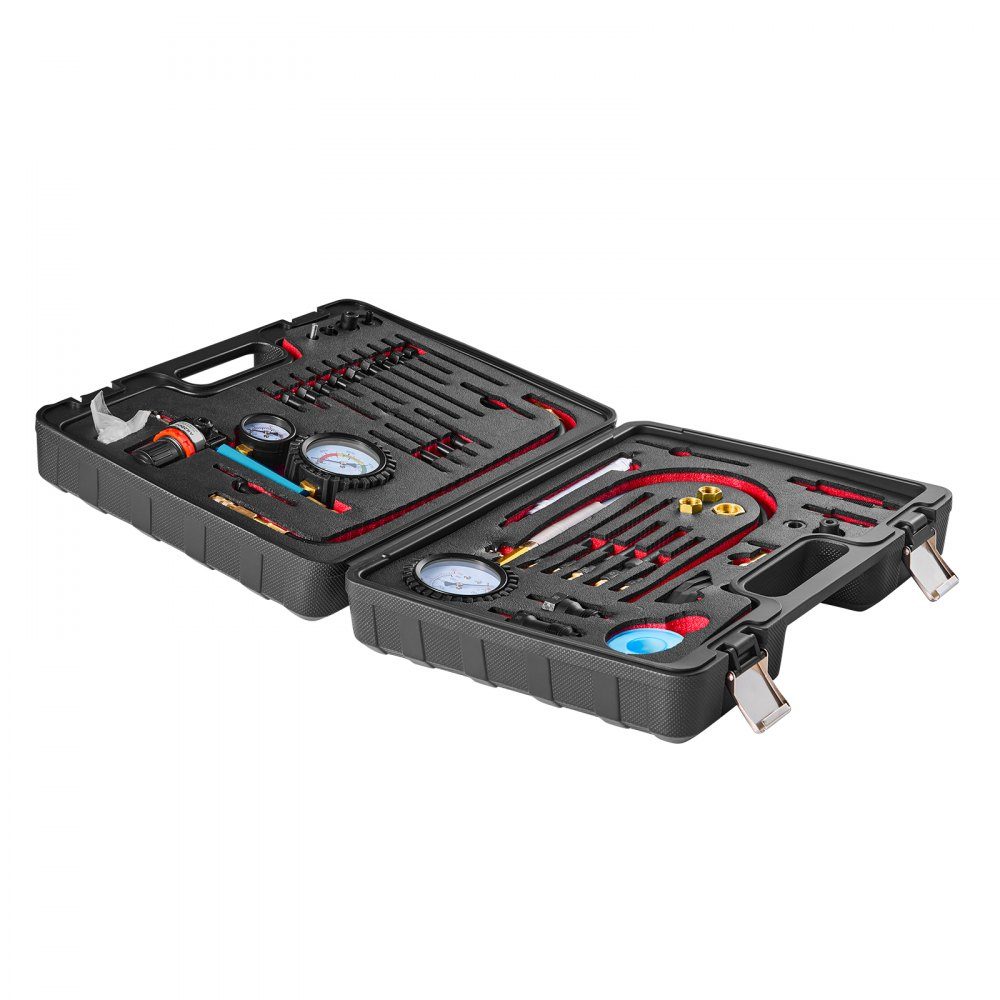 Engine Cylinder Pressure Loss Tester, Pressure Gauge (0-700psi), Leakage Gauge (0-100psi), Cylinder Pressure Tester with 4 Adapters, Automotive Compression Test Kit, Pressure Test and Leak Rate Measurement