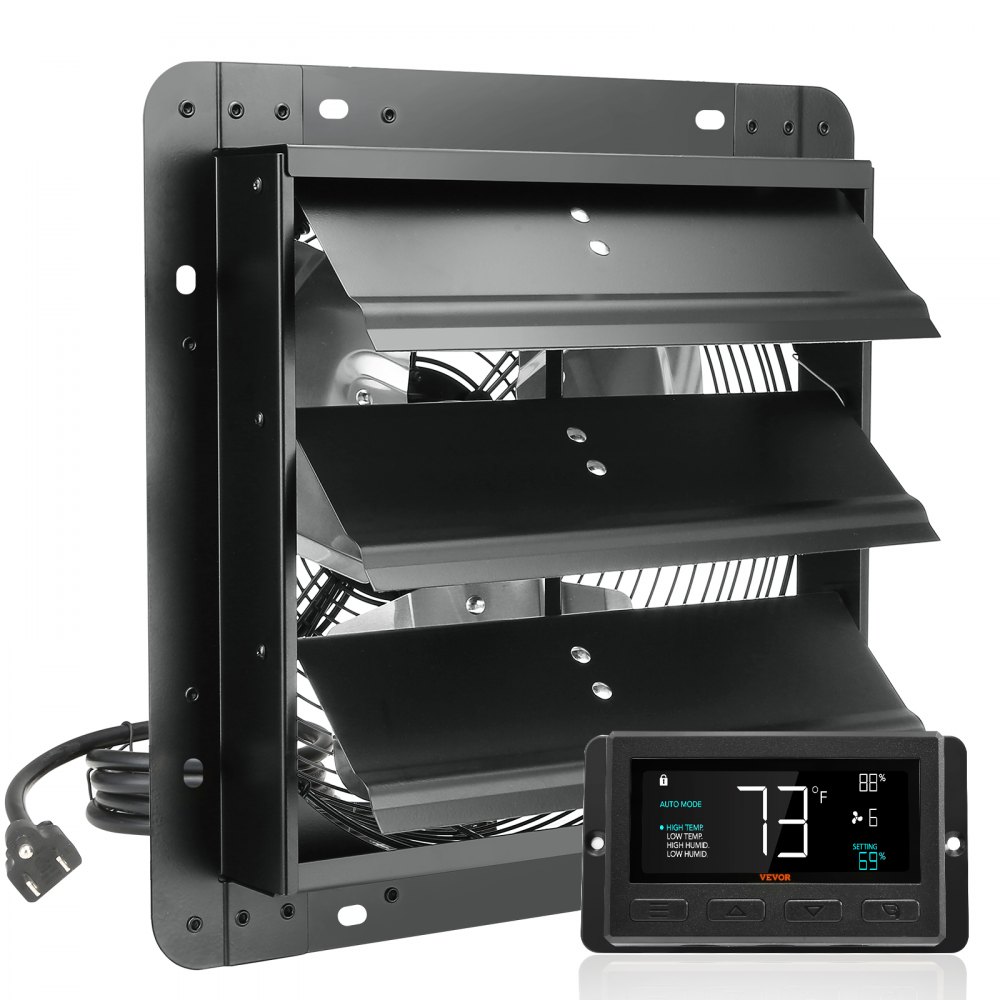 Afzuigventilator 305 mm temperatuur- en vochtigheidsregelaar EC-motor 904 CFM variabele snelheidsregeling wandventilator ventilatie en koeling voor kassen, garages Afzuigventilator 305 mm temperatuur- en vochtigheidsregelaar EC-motor 904 CFM variabele snelheidsregeling wandventilator ventilatie en koeling voor kassen, garages