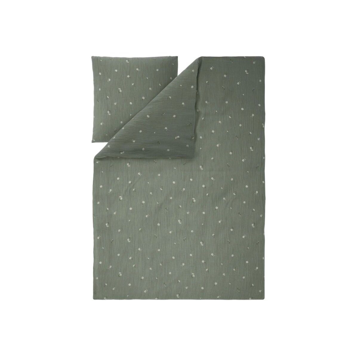 Parure de lit en mousseline LIVARNO®, 135 x 200 cm (fleurs/vert)