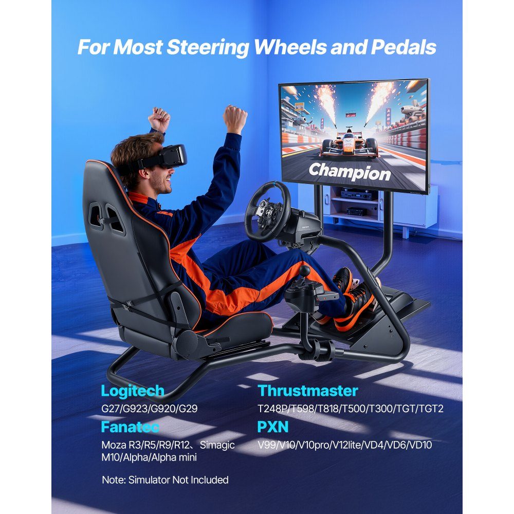 Lenkradständer, Rennradständer, Simulator-Cockpit mit Monitorständer, für Logitech G25, G27, G29, G920, G923, Thrustmaster T300RS, TX F458, T500RS, T3PA-PRO (F1/GT) und CSR-Pedale
