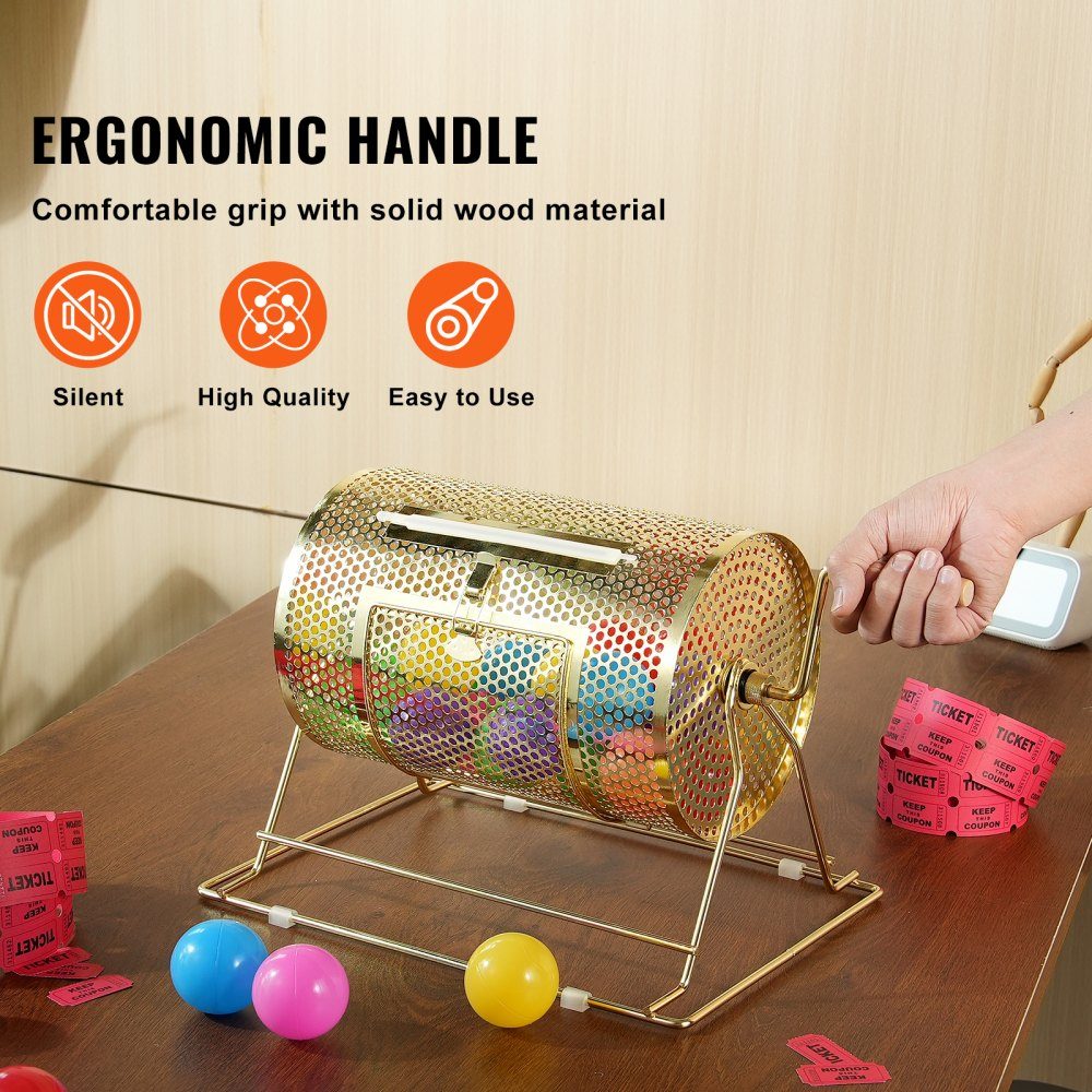 Lotto drum Glückskind 3500 tickets or 100 raffle balls capacity, professional lottery rotating cage made of metal, lottery turntable, lottery box for lottery games Golden