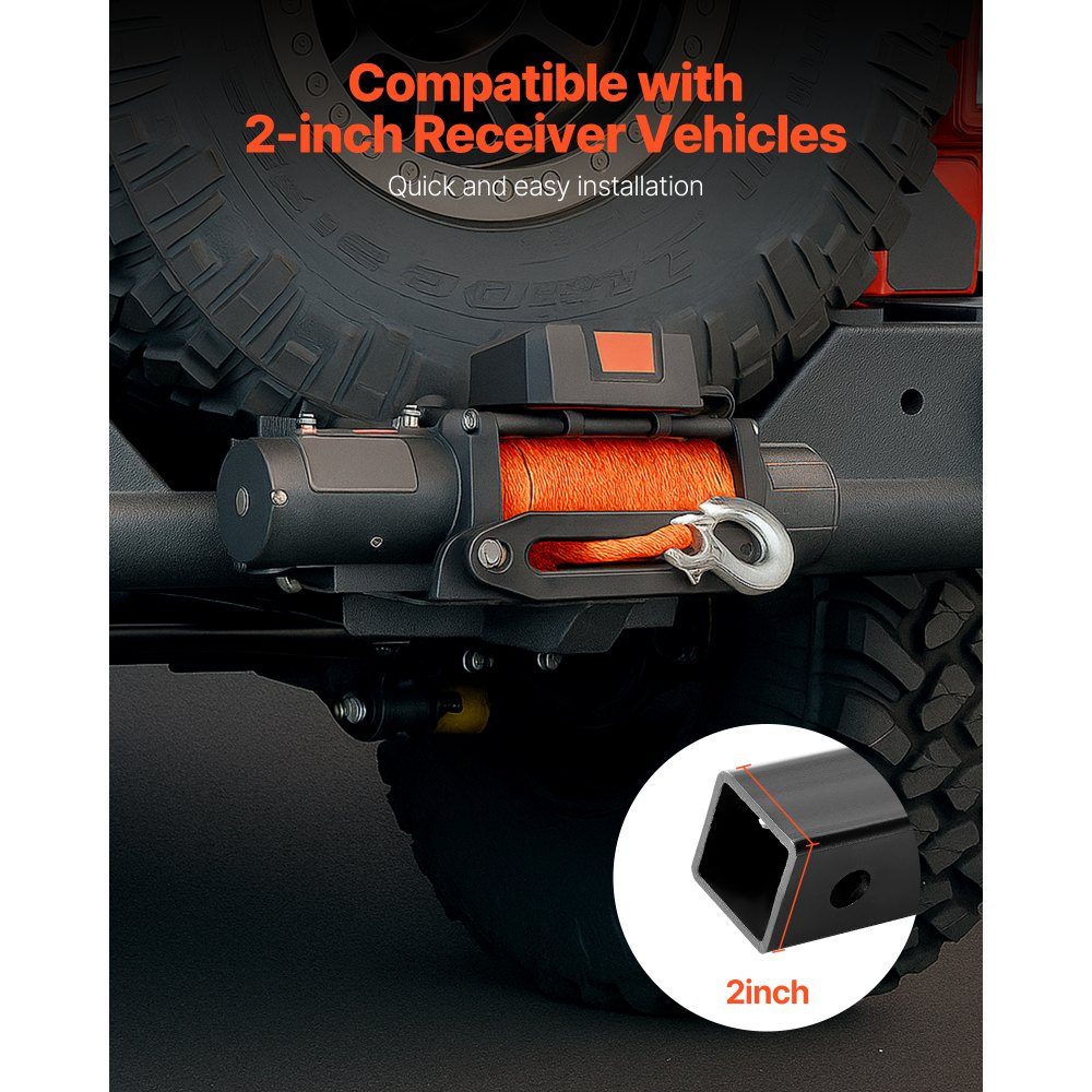 Universelle Anhängerkupplungshalterung, 6803 kg, Windenmontageplattenempfänger 50,8 mm mit 2-Loch-Befestigung, pulverbeschichteter Stahl für Mountainbike, UTV, LKW, Schwarz