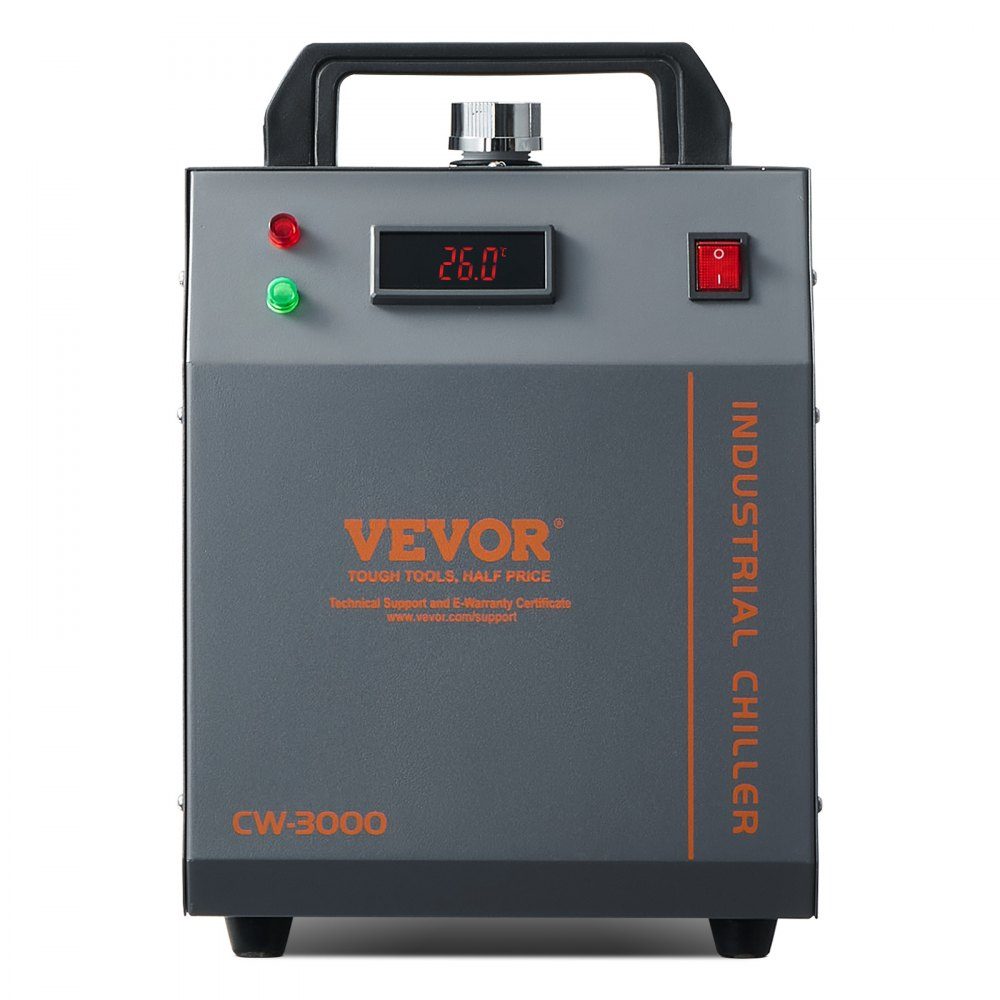 Industrial Water Chiller, CW-3000, 80W Air Cooled Industrial Water Chiller Cooling System with 12L Water Tank Capacity, 12L/min Maximum Flow Rate, for Laser Engraving Machine Cooling Machine