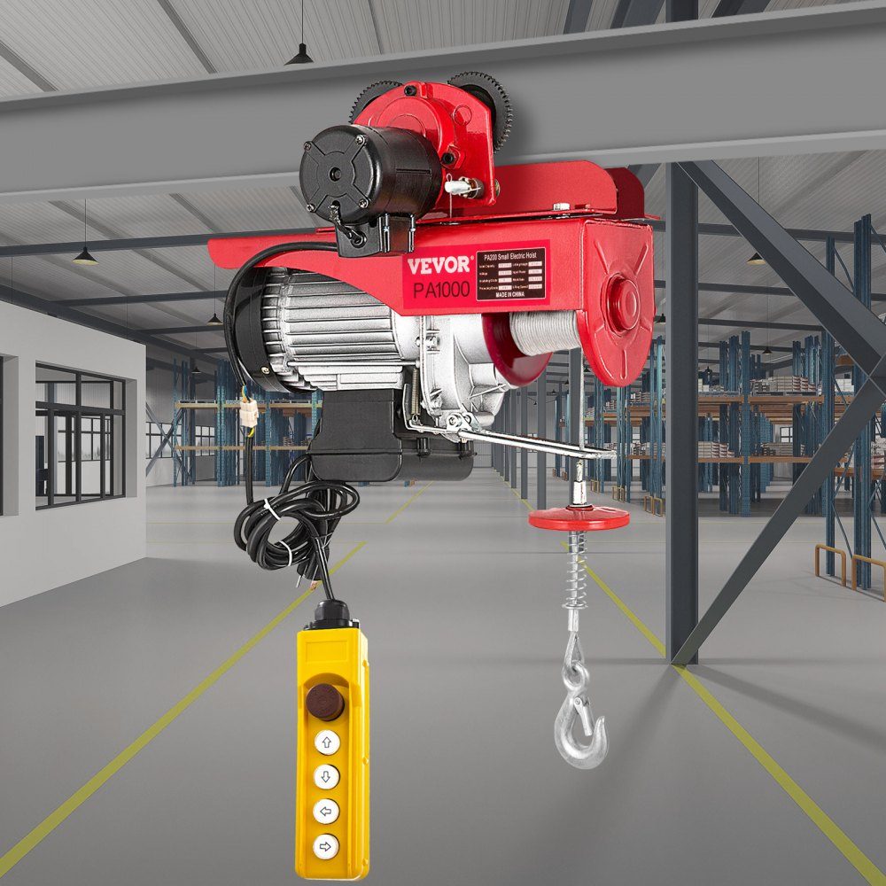Elektrische lier 220V elektrische kettingtakel 1000 kg 1800 W met bedrade afstandsbediening 1,4 m elektrische lier voor werkplaats, garage, magazijn, industrieel hijsen van zware lasten – Artikelnr. HT-22271