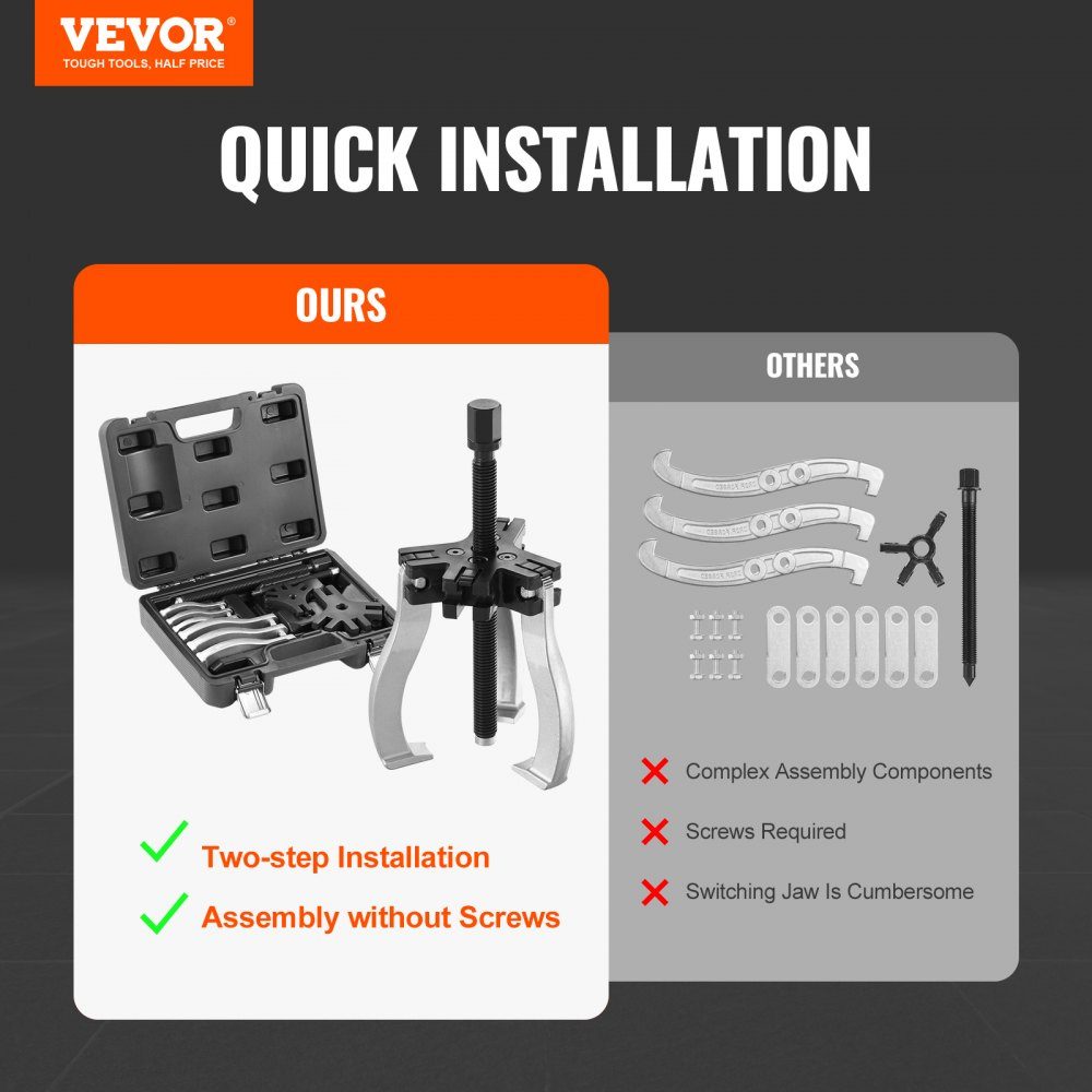 2 pieces puller tool bearing puller 2 or 5 t, three-jaw ball bearing puller inside outside 76.2 / 177.8 mm max. expansion, parallel puller bearing puller set, car puller tool