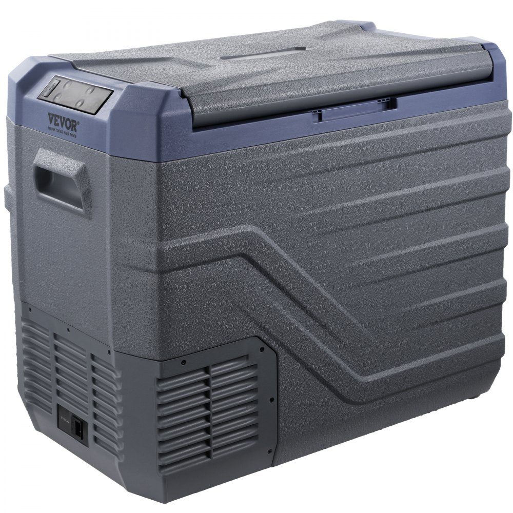 Car Fridge, 12V Car Fridge, 45L Portable Single Zone Freezer with Built-in Lighting, -20°C to 20°C, 12/24V DC and 100-240V AC Compressor Cooler for Outdoor, Camping, RV