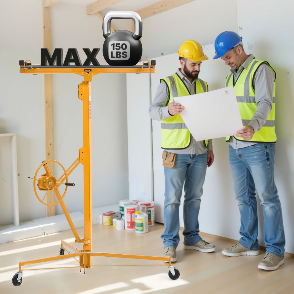 Plattenheber bis max. 68 kg, 4877 mm Höhe, Gipskartonheber mit verstellbarem Teleskoparm, Gipskarton, Trockenbauheber, Plattenheber, Hebezeug, Werkzeug, für Decken- und Wandmontage (gelb) Plattenheber bis max. 68 kg, 4877 mm Höhe, Gipskartonheber mit verstellbarem Teleskoparm, Gipskarton, Trockenbauheber, Plattenheber, Hebezeug, Werkzeug, für Decken- und Wandmontage (gelb)
