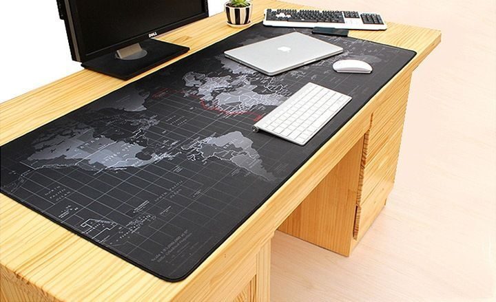 Gaming-Büro-Schreibtisch-Mauspad, XXL, 80 x 30 cm, Weltkarte, wasserfestes Pad