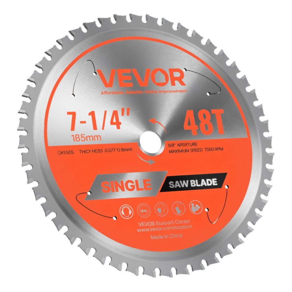 Cirkelzaagblad (diameter 185 mm, 48 scherpe tanden en dikte 1,8 mm), ideaal voor staal en aluminium, compatibel met cirkelzagen, zaagblad van gelegeerd staal met geluidsreducerende warmteafvoer