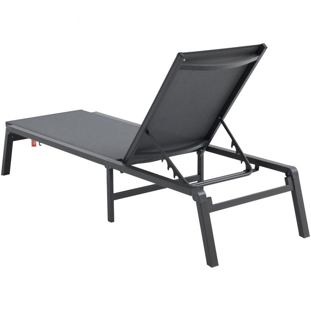 Outdoor Chaise Lounge Chairs, Aluminum Patio Lounger Chairs with 5 Adjustable Positions, Folding Pool Lounger Chairs, Deck Chairs and Totally Flat Sun Chairs for Patio Beach Pool, Dark Gray, 2 Pack