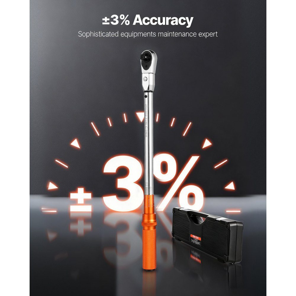 Click Torque Wrench Set (Adjustable) with 1/2" Drive 27.1-216.8N.m, Two Way Torque Wrench Set with Dual Range Scales, 72 Teeth ±3% High Precision for Car Repair