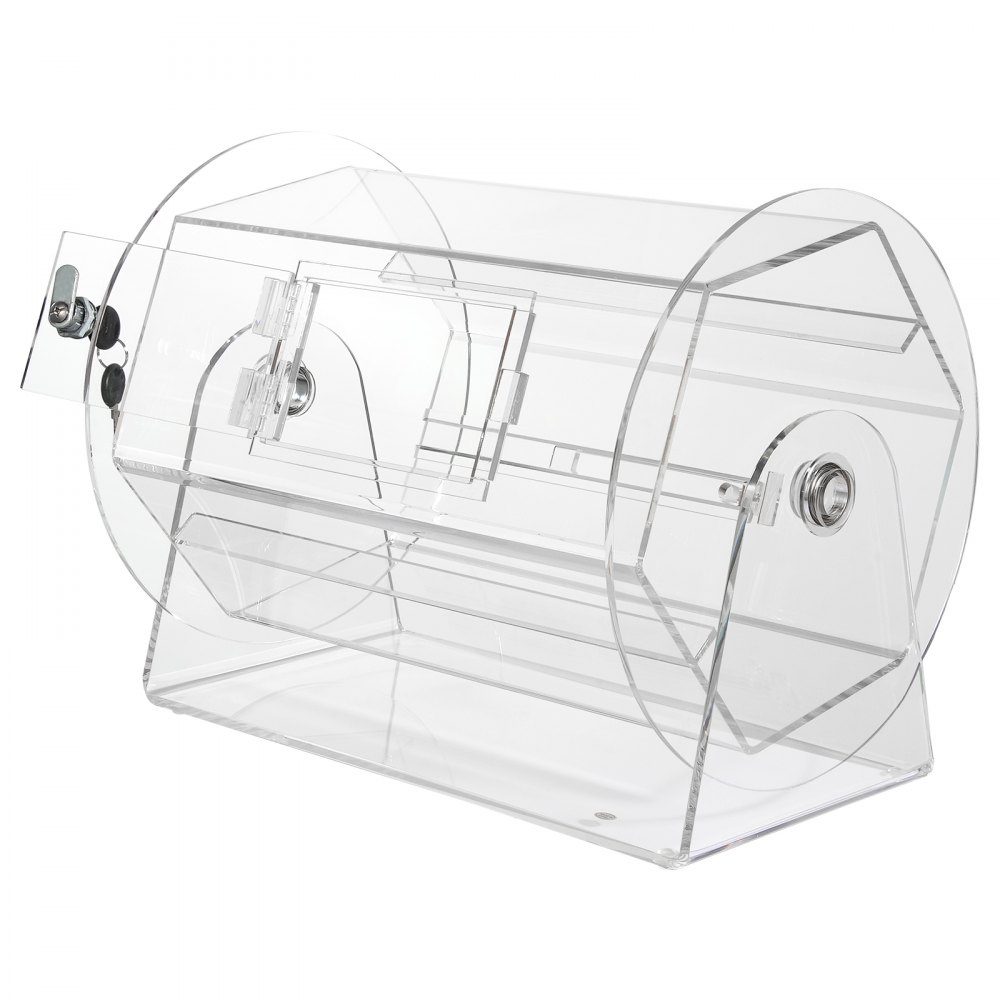 Tambour de loto Glückskind capacité de 5000 billets ou 200 boules de tombola, cage rotative de loterie professionnelle avec 2 clés, plateau tournant de loterie transparent, boîte de loterie pour jeux de loterie