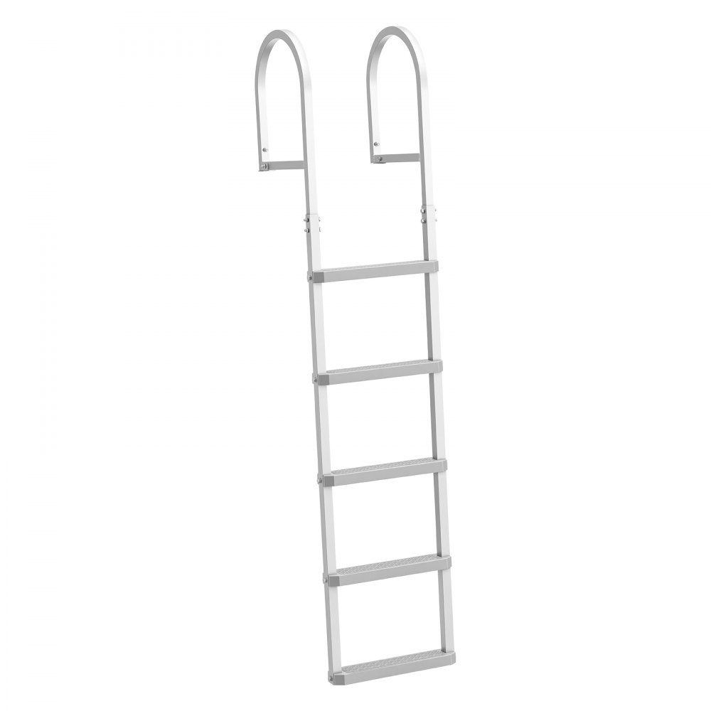 Dock Ladder, Detachable Boat Ladder with 5 Non-Slip Steps, Wide Pedals and Handrail, Pool Ladder with 500lb Load Capacity Aluminum Alloy, Entry Ladder for Docks, Pools, Lakes, Yachts, Silver