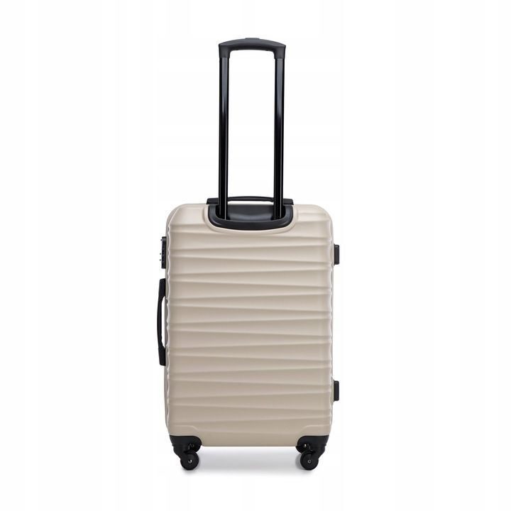 Großer Premium-Koffer Reisekoffer ABS-Kunststoff 96l mit Rippen Beige