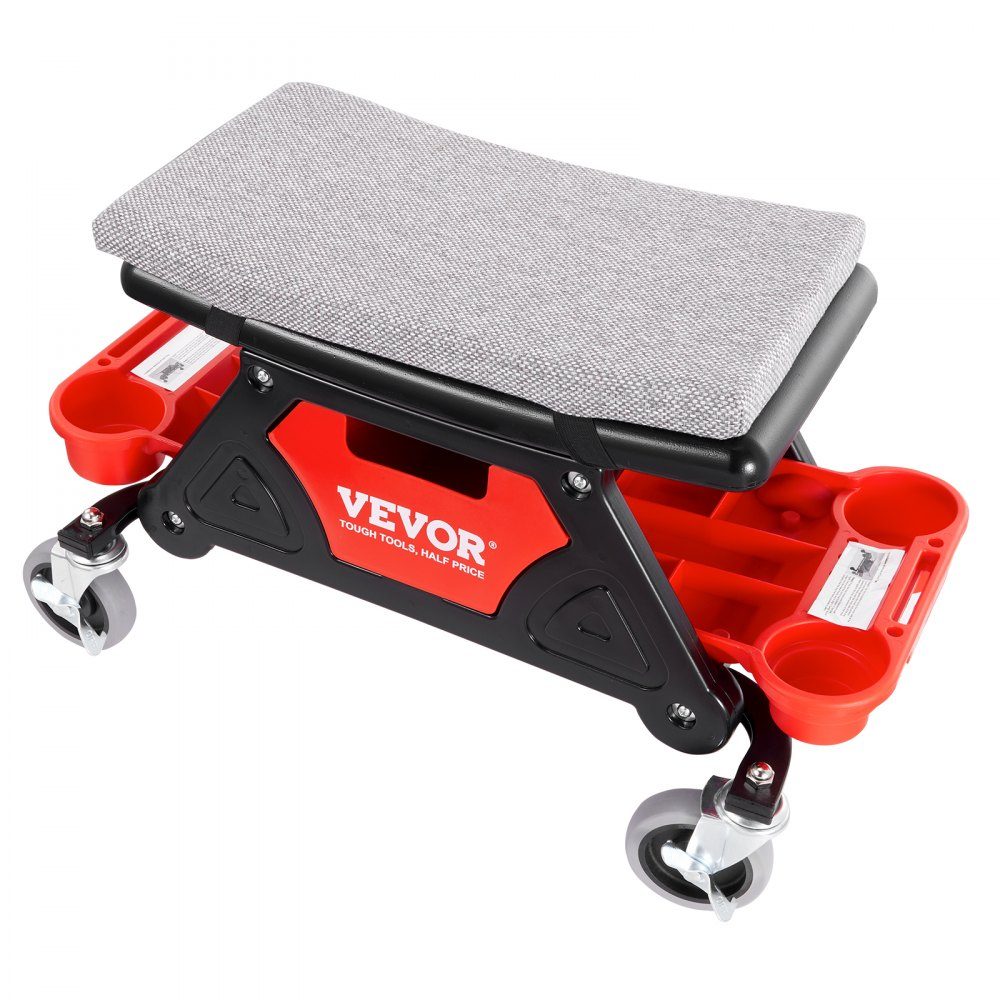 Werkstatthocker Rollhocker 640 x 335 x 390 mm, 136 kg belastbar Werkstatt Rollsitz Montagehocker Garagenhocker, Werkstatt Arbeitshocker Stuhlsitz inkl. Lagerbox & Paletten, fahrbar