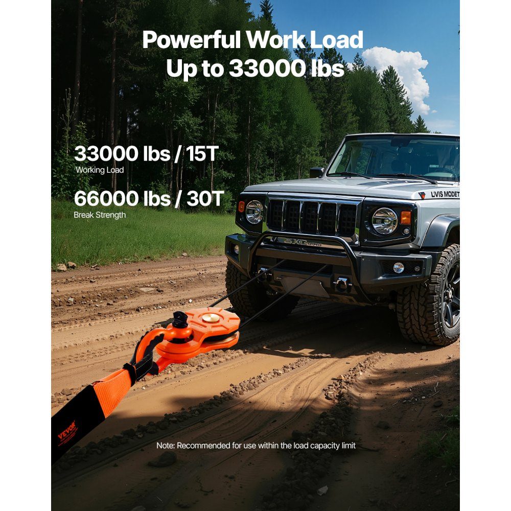 30T winch pulley, pulley system, forestry winch, lifting pulley, rope pulley, off-road recovery accessories for towing and recovery on trucks, tractors, ATVs and UTVs