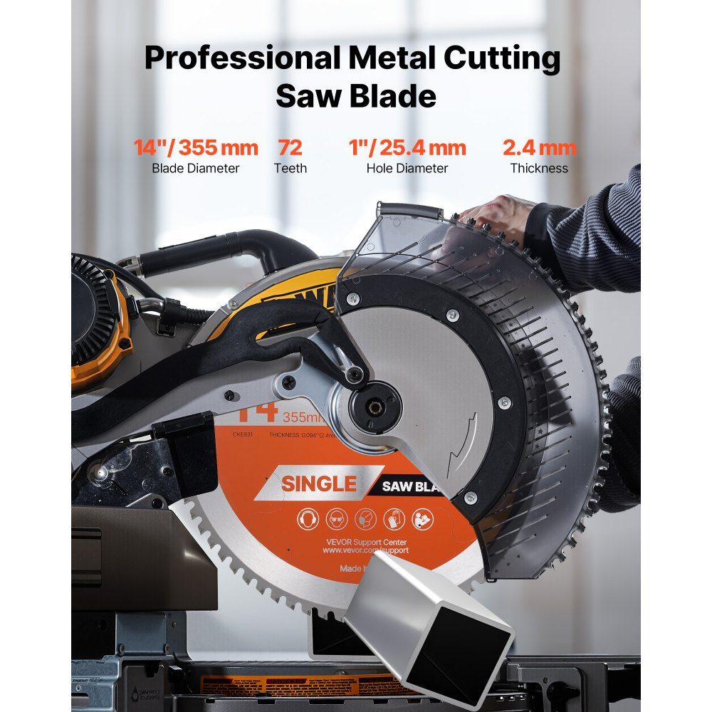 Circular Saw Blade (355mm diameter, 72 sharp teeth and 2.4mm thickness), ideal for steel, aluminum, compatible with circular saws, alloy steel saw blade with noise-reducing heat dissipation, 1 piece