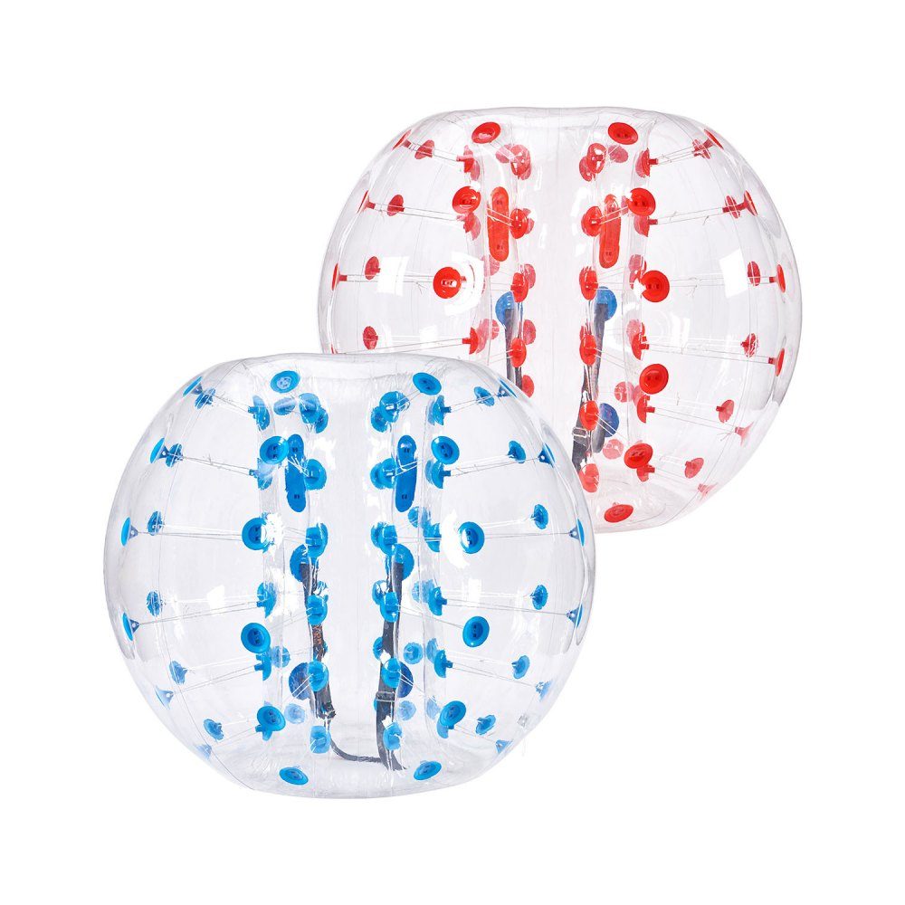 Boule de Choc de Pare-Chocs Gonflable 2 pièces 1,2 m x 1,03 m Boule de Collision Humaine Boule de Rebond à Bulles de Corps en PVC pour Les activités de Plein air Boule de Pare-Chocs Gonflable à Points Rouges + Bleus