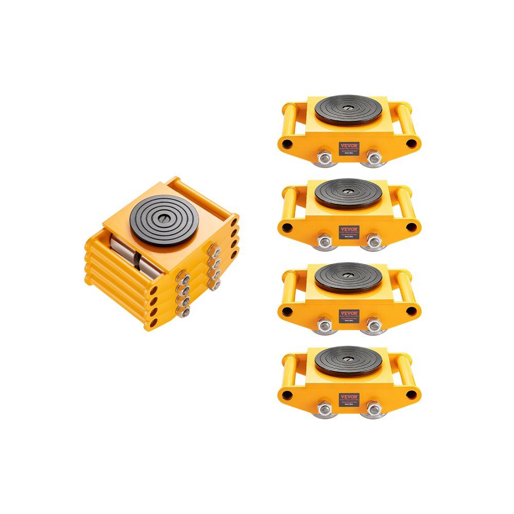 4x armored rollers 12T transport chassis 280x210x105mm transport rollers with 4 directional wheels made of carbon steel industrial roller Ф 135x9mm swivel plate furniture transport aid transport roller