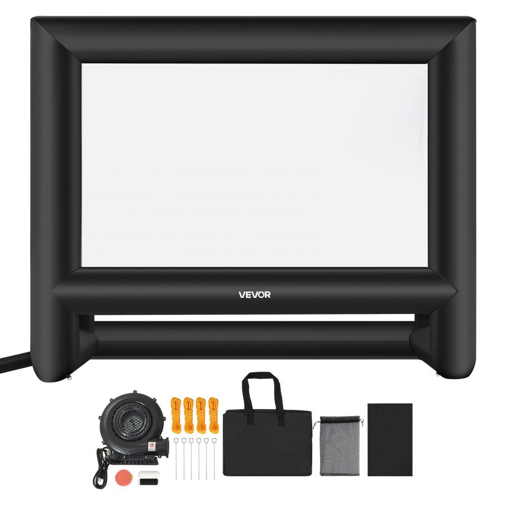 Inflatable Movie Screen, 600D Projector Screen, Projection Screen with Portable Storage Bag, 16:9 Movie Projection for Home Theater Theme Party, Pool Fun (413x200x330cm)