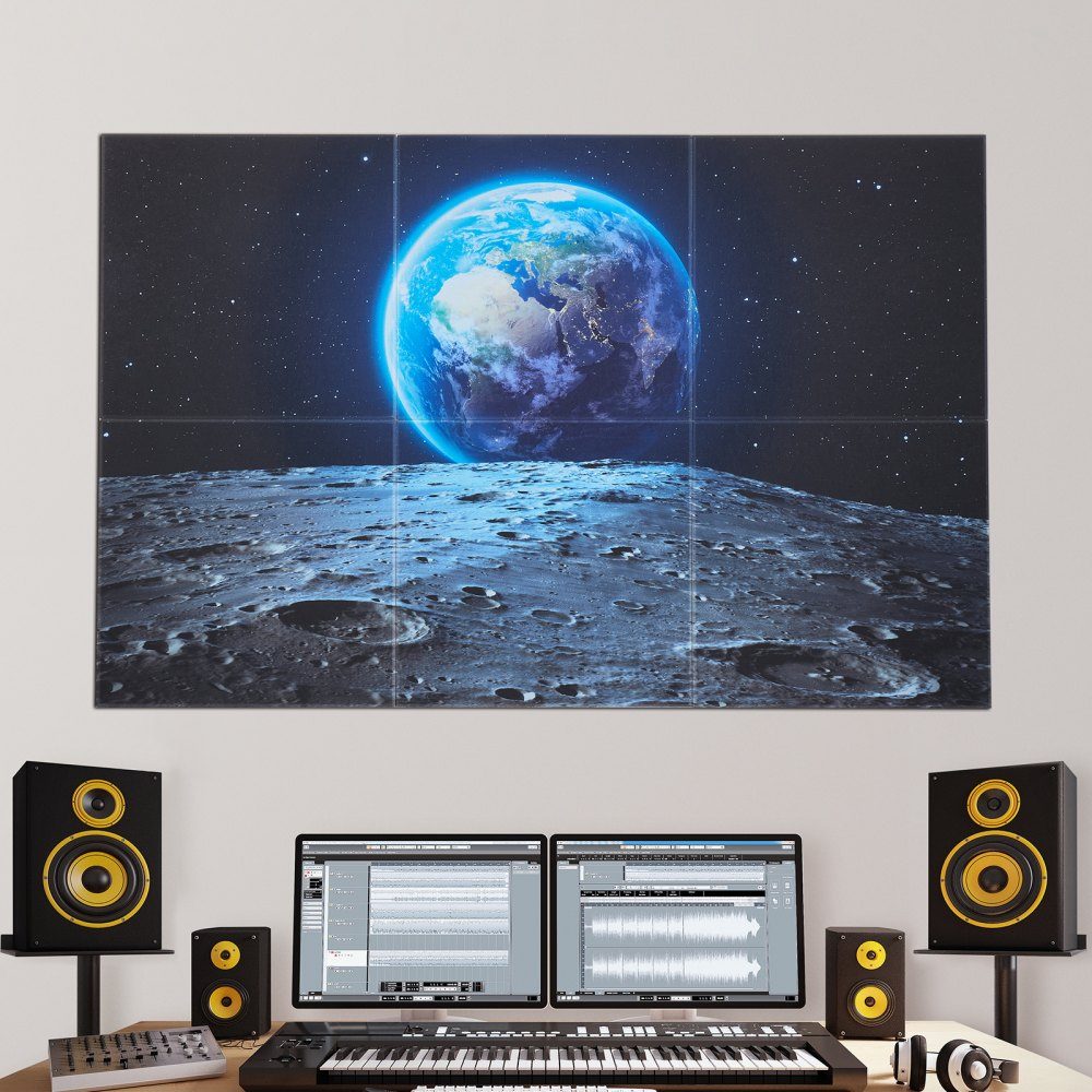 Packung mit 6 Akustikplatten, 1800 x 1200 x 10 mm, Akustikwandpaneele, selbstklebende dekorative Schalldämpfungs- und Absorptionsplatten für Zuhause, Büro, Studio, Spielzimmer, Theater, Erde