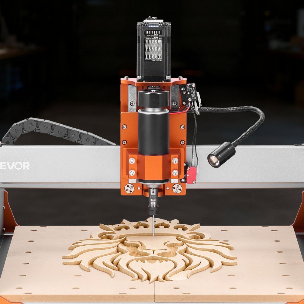 CNC-Fräsmaschine, 500-W-Spindel, 3-Achsen-Graviermaschine mit zwei Linearführungen und Kugelumlaufspindel, Arbeitsbereich von 400 x 400 x 95 mm, Trimmer für Holz und Acryl