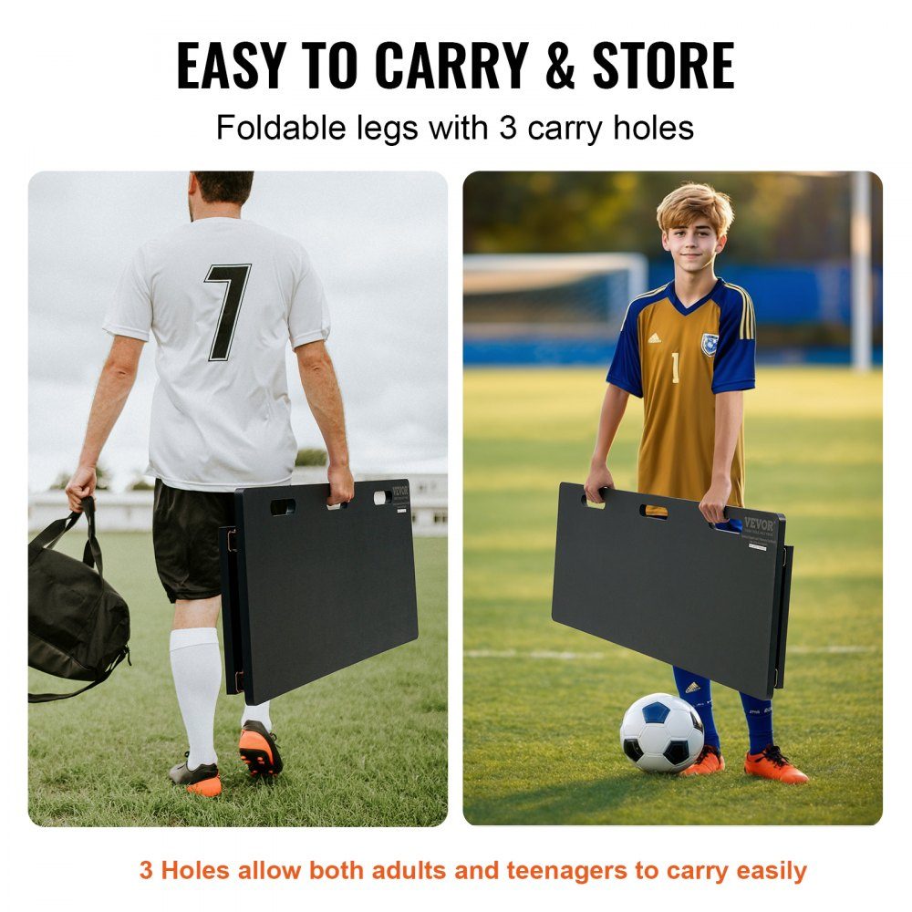 Voetbal Rebound Board Draagbaar Bounce Board 1150x450mm HDPE Rebounder Muur Rebound Apparatuur Kinderen & Tieners Trainingsbord Rebounder Kicker voor Voetbaltraining Zwart