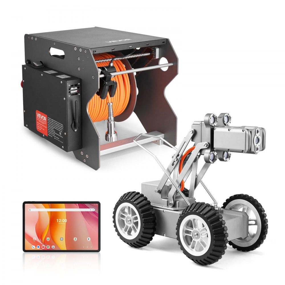 Inspection robot, 60m pipe detection robot with 2 megapixel front/rear camera and touchscreen tablet, IP68 pipe camera with lighting and distance counter for industrial pipes Inspection robot, 60m pipe detection robot with 2 megapixel front/rear camera and touchscreen tablet, IP68 pipe camera with lighting and distance counter for industrial pipes