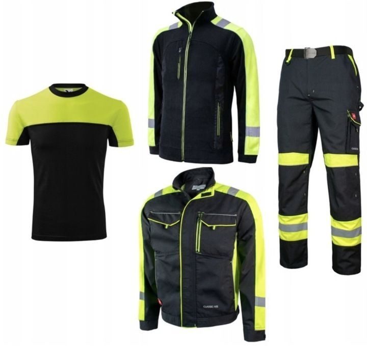 Premium WORK TROUSERS with jacket-shirt starter set for assembly workers neon3