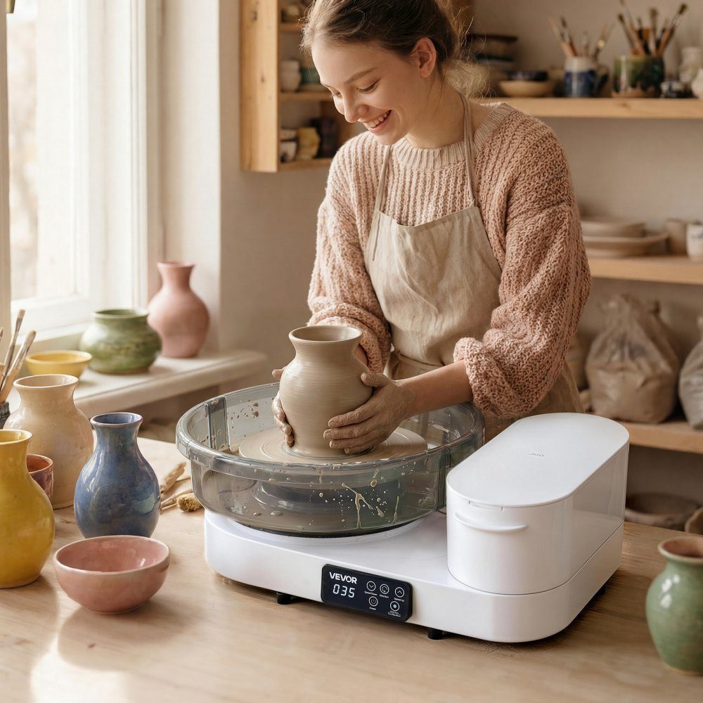 Electric Pottery Wheel 450W, Pottery Lathe 28cm/36cm Turntable, Pottery Machine with Foot Pedal and 30-300RPM Adjustable Speed ​​and Aluminum Housing, for Beginners DIY Clay Art
