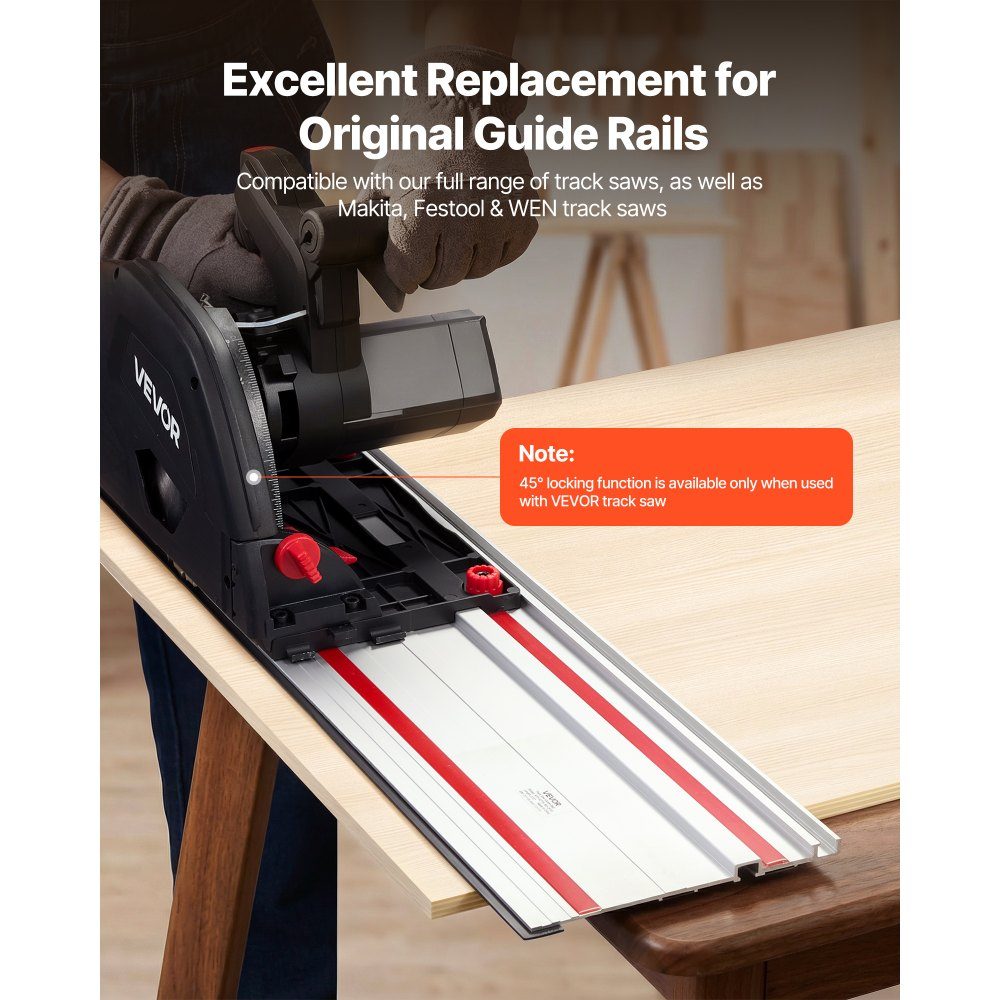 Guide rail hand circular saws, including 2 pieces 700mm aluminum circular saw rails and 1 connector, compatible with different brands of plunge saws, for woodworking projects