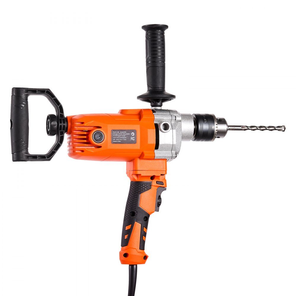 Perceuse électrique 15,89 mm 1200 W avec mélangeur, ensemble de mélangeur, 750 tr/min, 3,2 A, perceuse avec poignée en D pour percer et mélanger, mélangeur à béton manuel pour alimentation du ciment