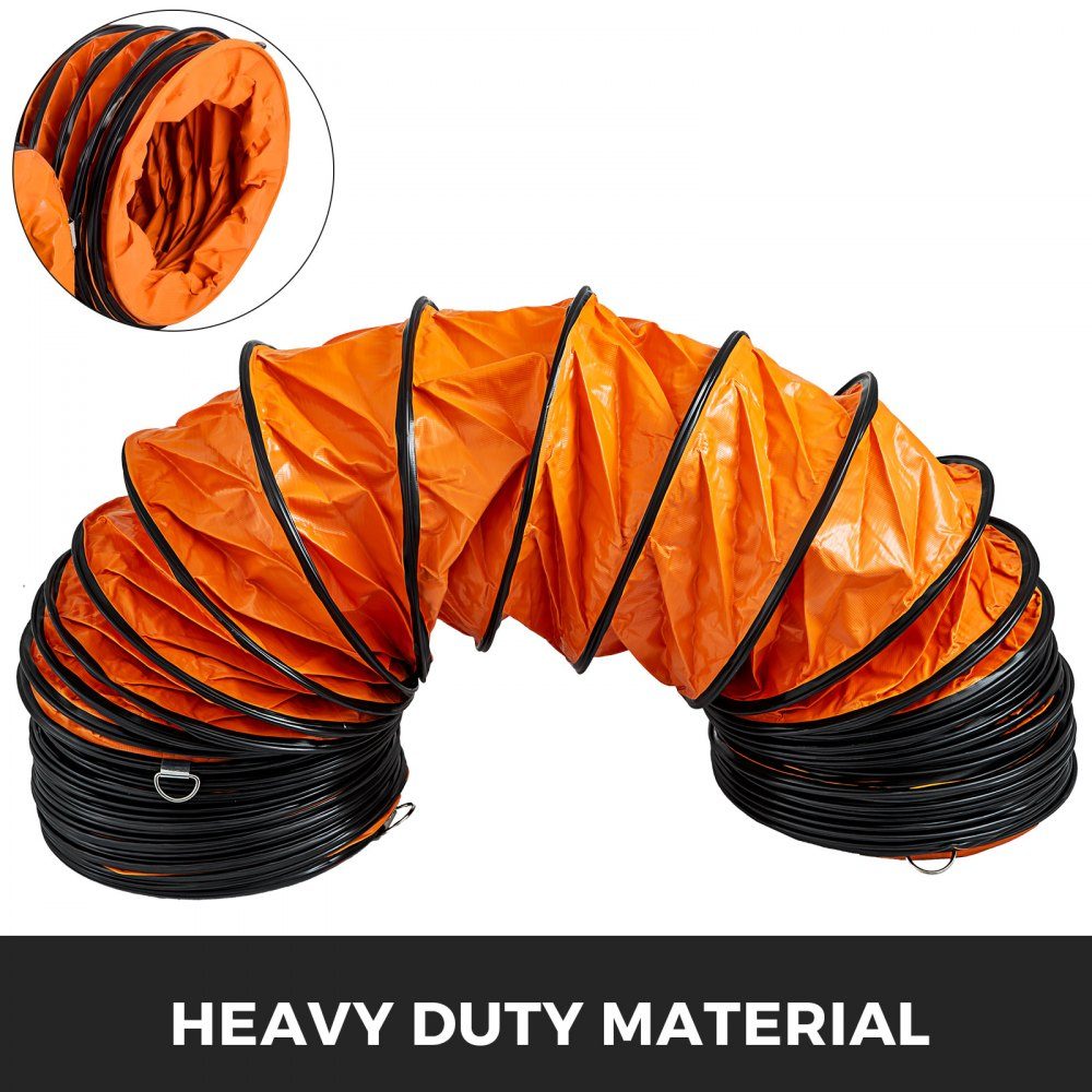 Tuyau flexible en PVC de 25 pieds, tuyau flexible en PVC, tuyau d'échappement de ventilateur portable industriel, tuyau robuste pour ventilateur d'extraction de 250 mm