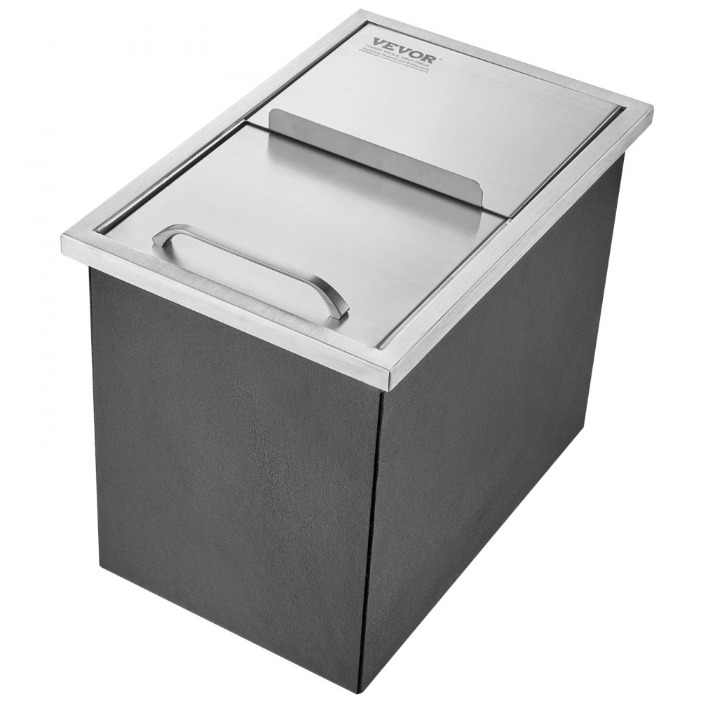 26.7L Drop-in Ice Box, 456 x 304 x 371mm Stainless Steel Ice Cooler, Commercial Ice Container with Sliding Lid, Integrated Ice Storage Box, Drain Pipe and Drain Plug Included 26.7L Drop-in Ice Box, 456 x 304 x 371mm Stainless Steel Ice Cooler, Commercial Ice Container with Sliding Lid, Integrated Ice Storage Box, Drain Pipe and Drain Plug Included