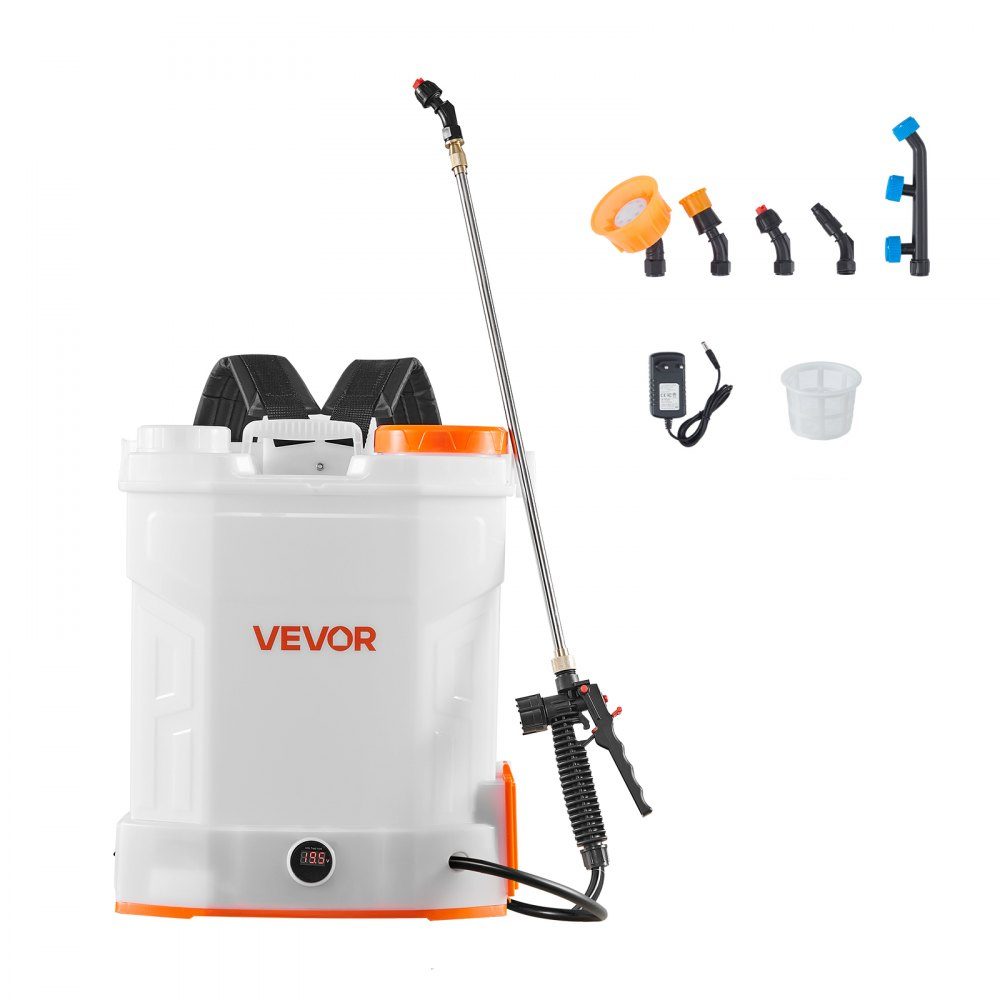 Cordless Sprayer, 12L Electric Backpack Pressure Sprayer, 2 Retractable Wands and 5 Nozzles, Adjustable from 0-6 Bar, 2 Hours Running Time, Portable Pump Sprayer for Yard, Garden and Lawn