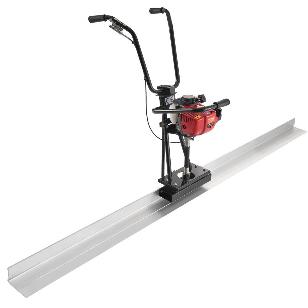 with 2445-mm-Aluminiumplatten-Stangensatz aerated concrete screed machine with straight edges, 4-stroke vibration motor for cement processing with height-adjustable handles, high-efficiency concrete tools with 6500 rpm