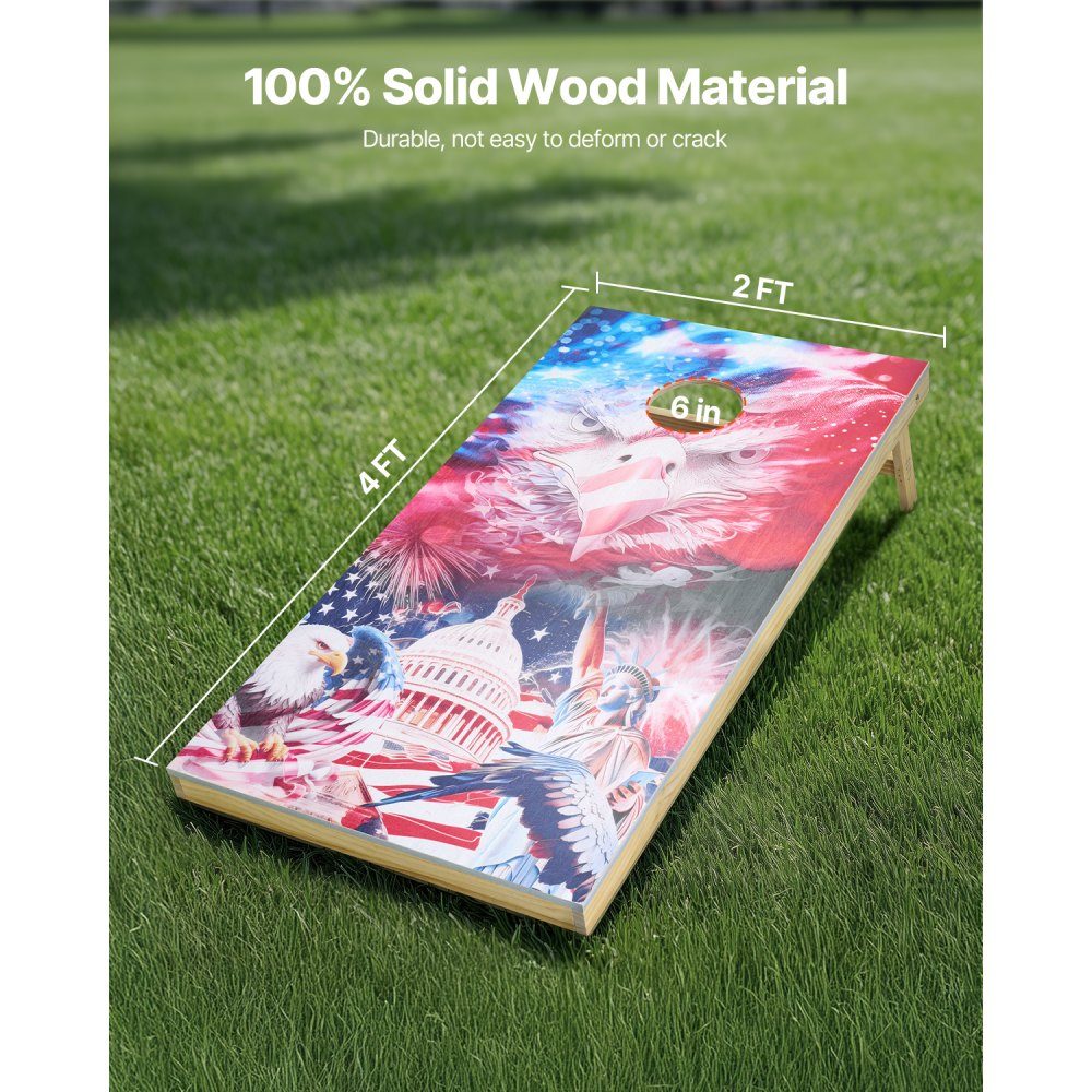 Cornhole-spelset (1255 x 600 x 302 mm), Cornhole-spelborden, draagbaar massief houten werpbord, Cornhole-spel voor volwassenen, inclusief 8 zitzakken en draagtas, voor tuin en achtertuin