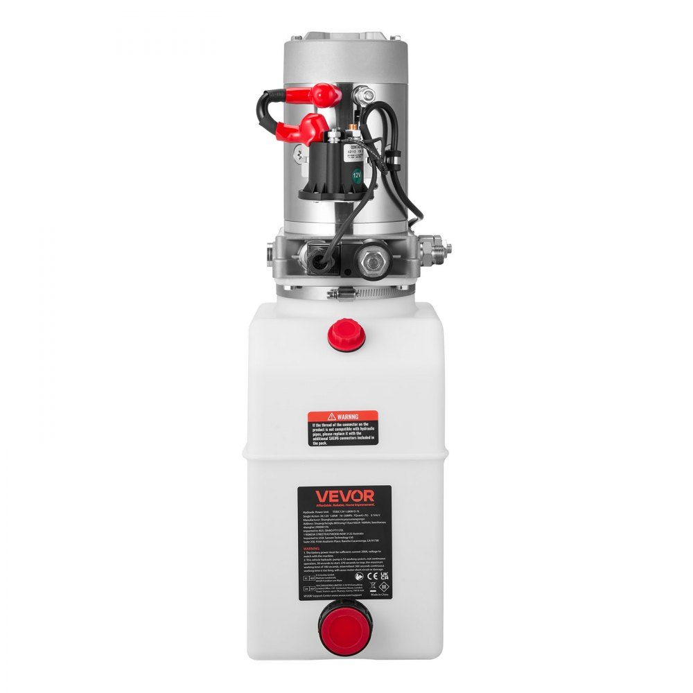 7 Qt hydraulic unit, single acting dump trailer pump, maximum opening pressure 22MPa and flow rate 3.4L/min, 12V DC hydraulic pump with metal reservoir for dump trailer white