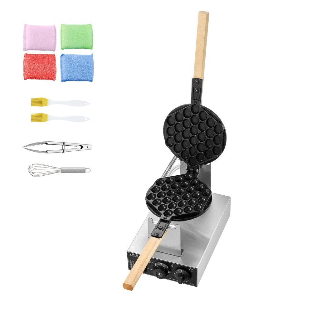 Kommerzielles Blasenwaffeleisen, Eierpfannkuchenmaschine 1400 W, Waffeleisen aus Edelstahl mit antihaftbeschichteter Backfläche, Temperatur- und Zeitkontrolle, für Restaurant-Bäckerei-Snackbar